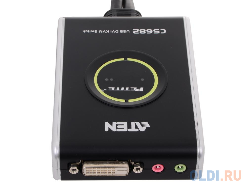 Переключатель KVM ATEN (CS682-AT) KVM+Audio, 1 user USB+DVI-D = 2 cpu USB+DVI-D, со встр.шнурами USB+Audio 2x1.2м., 1920x1200, настол., исп.стандарт.