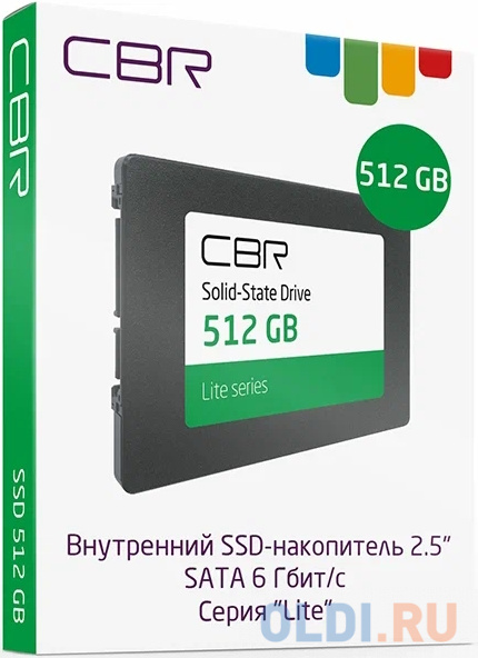 CBR SSD-512GB-2.5-LT22, Внутренний SSD-накопитель, серия "Lite", 512 GB, 2.5", SATA III 6 Gbit/s, SM2259XT, 3D TLC NAND, R/W speed up t