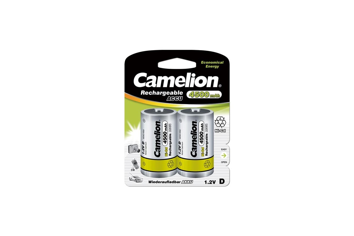 Аккумулятор Camelion NC-D4500BP2, HR20, 1.2V 4500mAh, 2шт