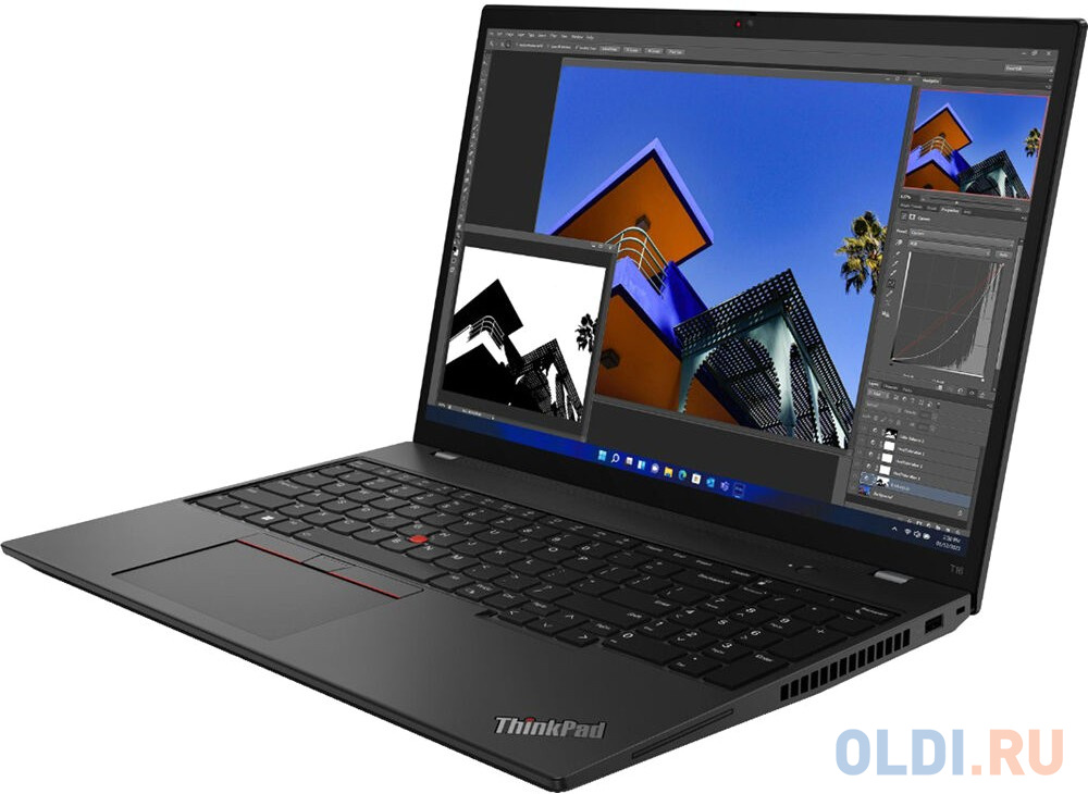 Ноутбук Lenovo ThinkPad T16 G1 Core i5 1235U 8Gb SSD512Gb Intel Iris Xe graphics 16" IPS WUXGA (1920x1200) noOS black WiFi BT Cam (21BV00E5RT)