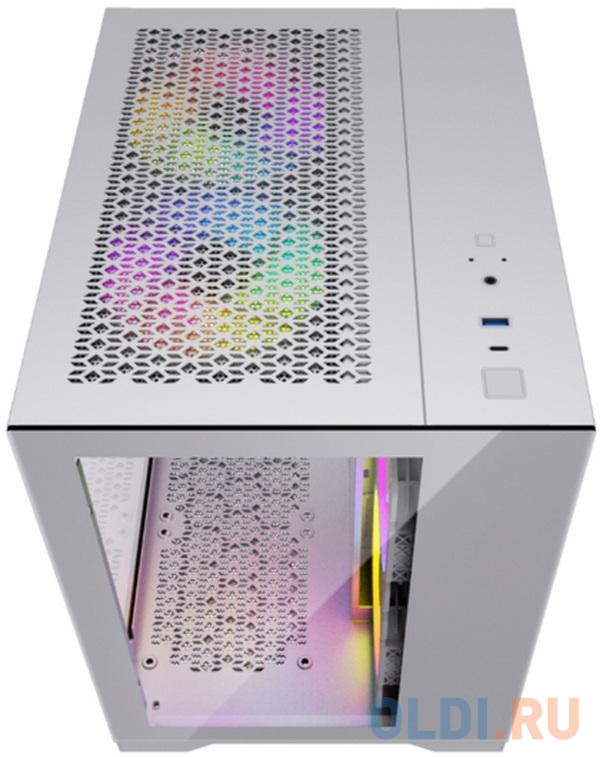 Корпус Powercase Vision Micro, White, Tempered Glass, 4х 120mm 5-color fan, белый, mATX  (CVWM-L4) (CVWM-L4) (202902)