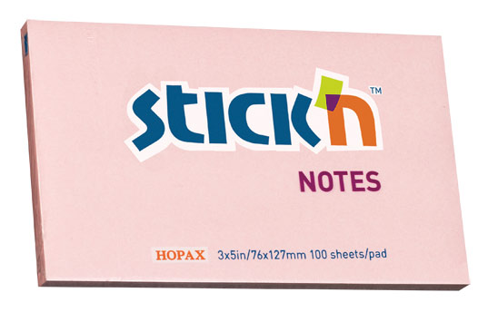 Блок самоклеящийся (стикеры) STICK`N, 100 листов, пастельный, розовый (21154)