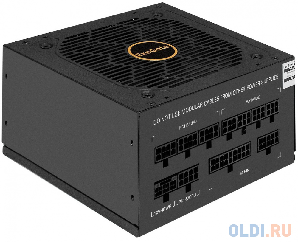 Блок питания 850W ExeGate 80 PLUS® GOLD 850VSP FС (ATX3.0, APFC, КПД 90% (80 PLUS GOLD), 120mm fan, 24pin, 2x(4+4)pin, PCIE5.0/12VHPWR, 4xPCI-E, 6xSAT