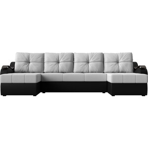 П-образный диван АртМебель Меркурий экокожа белый/черный