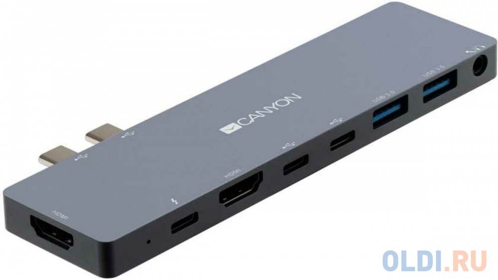 CANYON DS-8 Multiport Docking Station with 8 port, 1*Type C PD100W+2*Type C data+2*HDMI+2*USB3.0+1*Audio. Input 100-240V, Output USB-C PD100W&USB- в Москвe