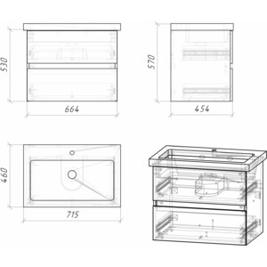 Тумба с раковиной Grossman Юнит 70х45 кадена вуд (2070131, 15840) в Москвe