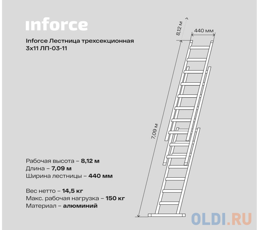 Inforce Лестница трехсекционная 3x11 ЛП-03-11