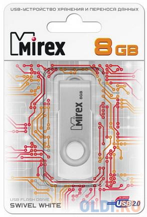 Флешка USB 8Gb Mirex Swivel 13600-FMUSWT08 белый