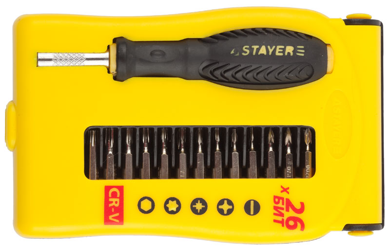 Отвертка с набором бит Stayer Master 25614-H28