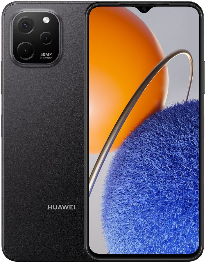 Смартфон Huawei Nova Y61, 6.52" 720x1600 IPS, 6Gb RAM, 64Gb, 3G/4G, NFC, Wi-Fi, BT, 3xCam, 2-Sim, 5000 мА⋅ч, USB Type-C, Android, черный (51097NYB )