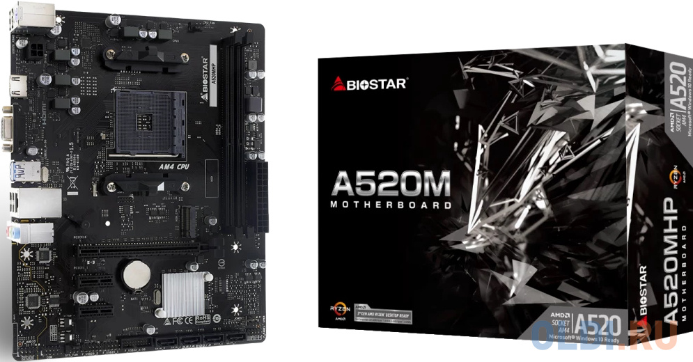 Материнская плата Biostar A520MHP Soc-AM4 AMD A520 2xDDR4 mATX AC`97 8ch(7.1) GbLAN RAID+VGA+HDMI в Москвe