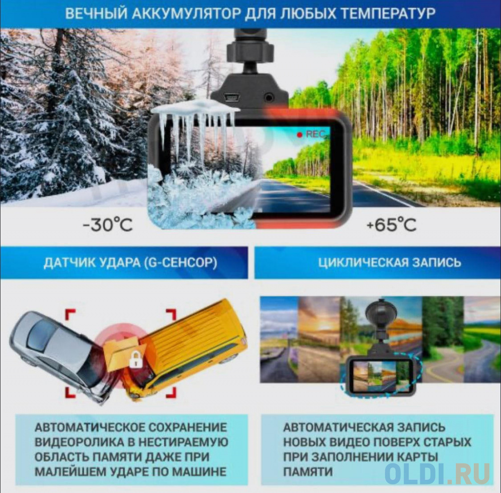 Видеорегистратор TrendVision TDR-725 Real 4K 2CH черный 8Mpix 2160x3840 2160p 170гр. GPS NT96670