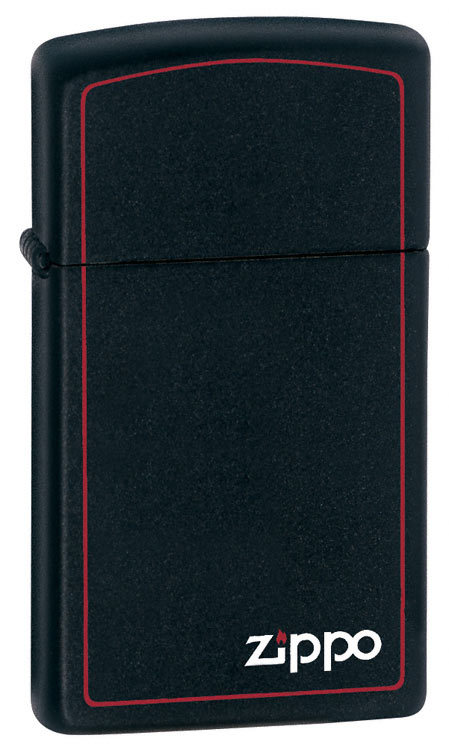 Зажигалка Zippo Slim Black Matte Logo Border (1618ZB)