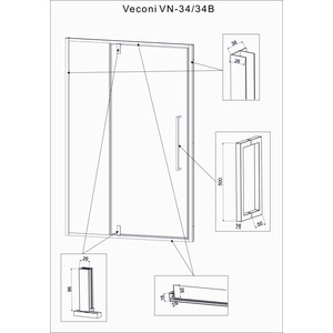 Душевая дверь Veconi Vianno VN-34 120x195 прозрачная, хром (VN34-120-01-C7) в Москвe