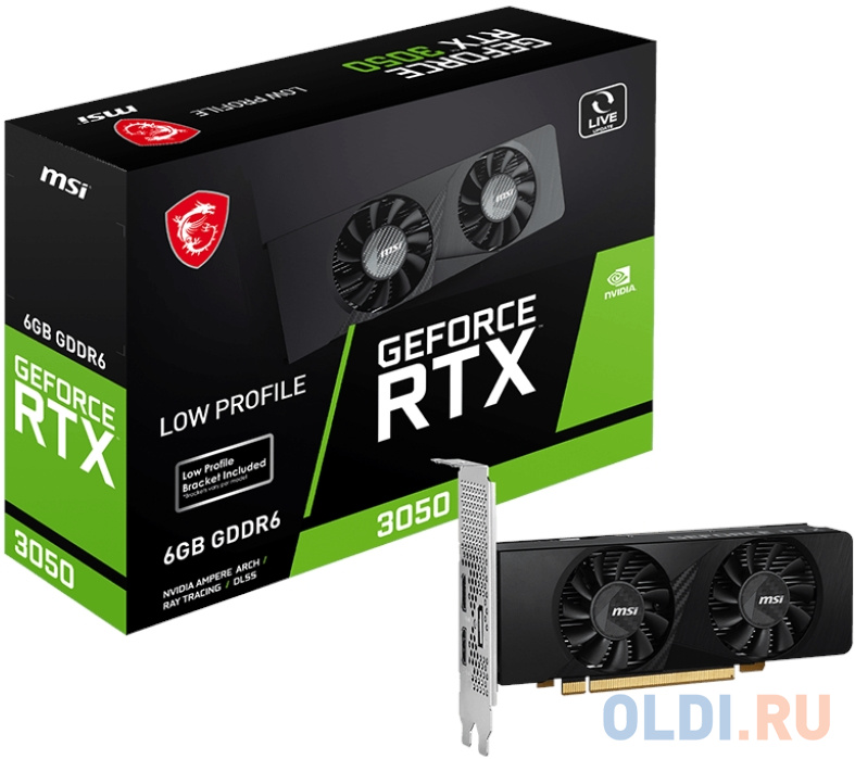 Видеокарта MSI RTX3050 LP 6GB GDDR6 96bit DP HDMI 2FAN RTL в Москвe