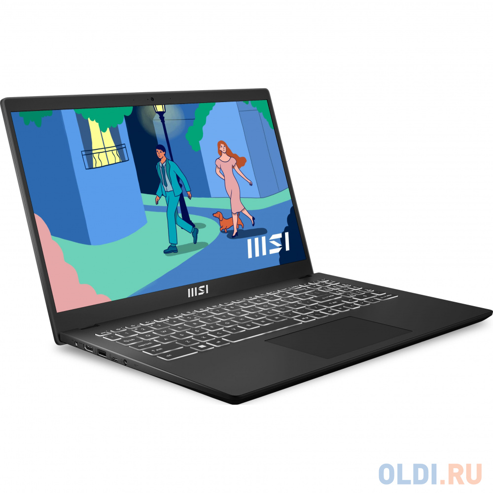 Ноутбук MSI Modern 15 B12MO-826XRO Core i5 1235U 8Gb SSD512Gb Intel Iris Xe graphics 15.6" IPS FHD (1920x1080) noOS black WiFi BT Cam (9S7-15H112