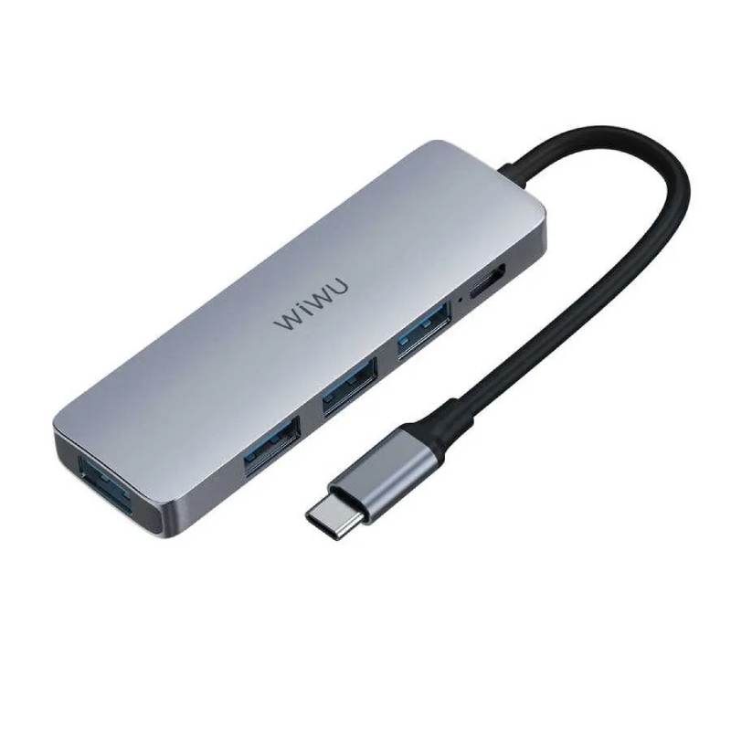 Хаб USB Wiwu A541BC 100W-PD/3xUSB2.0/USB3.0 Grey 6936686408561