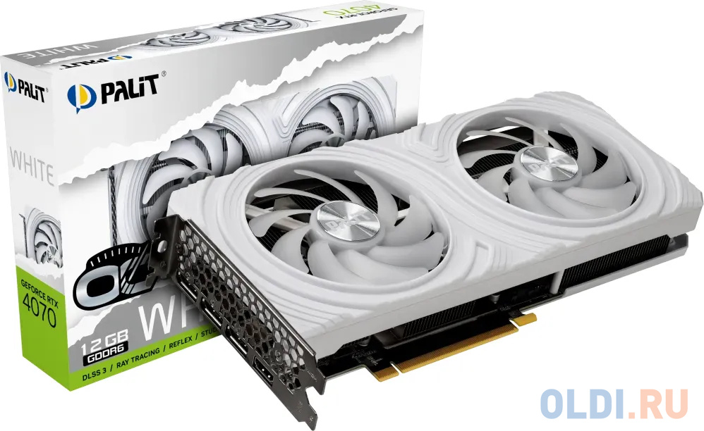 Видеокарта Palit RTX4070 White OC 12GB GDDR6 192bit 3xDP HDMI 2FAN RTL в Москвe