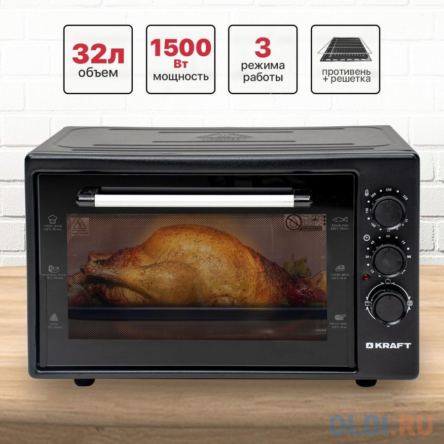 Мини-печь Kraft KF-MO 3200 BL чёрный в Москвe