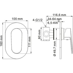 Смеситель для душа Wasserkraft Donau хром (5351)