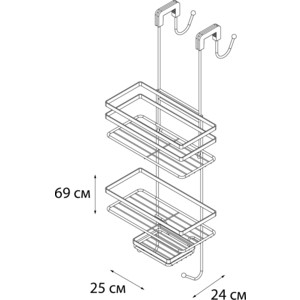 Полка-решетка Fixsen навесная, двухярусная, с мыльницей, хром (FX-871) в Москвe