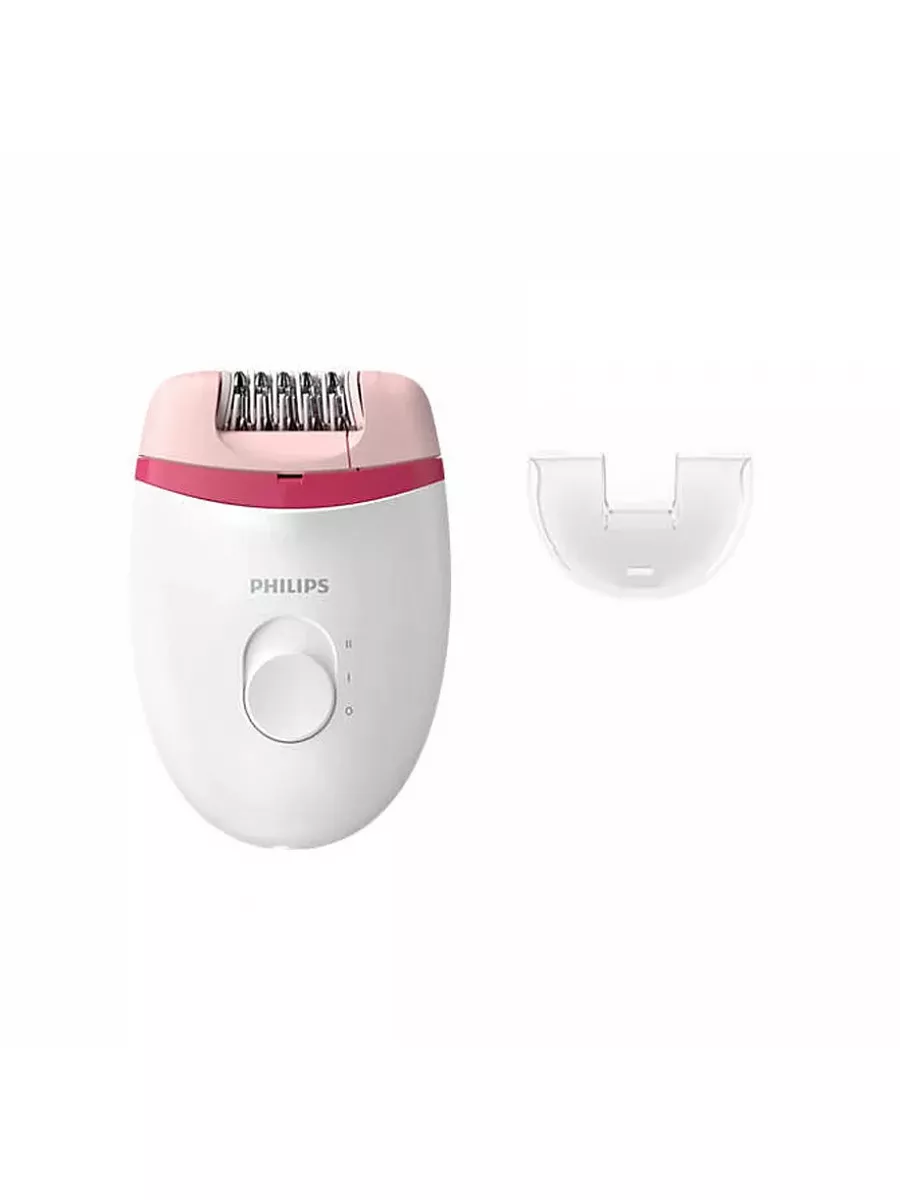 Эпилятор Philips BRE235/04 Satinelle Essential, питание от сети, 2 скорости работы, возможность промывать эпилирующую головку, 1 насадка, щеточка для очистки, белый/розовый (BRE235/04)