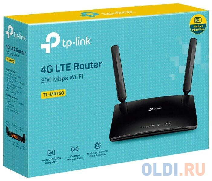 Беспроводной маршрутизатор TP-LINK TL-MR150 802.11bgn 300Mbps 2.4 ГГц 4xLAN черный