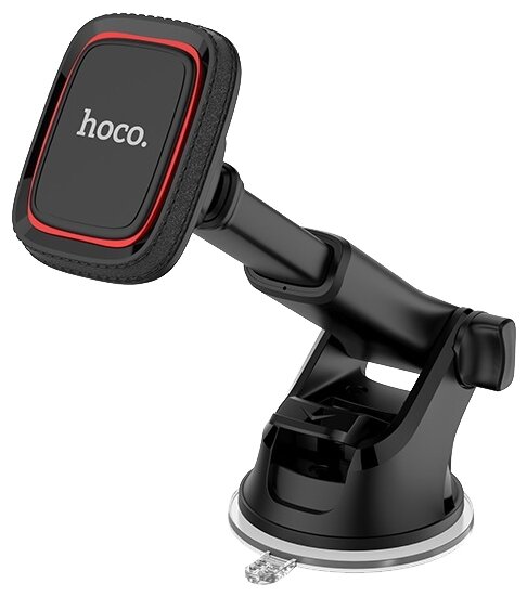 Держатель автомобильный Hoco CA42, магнитный для смартфонов присоска на панель/стекло, черный/красный