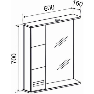 Зеркало-шкаф Emmy Монтана 60х70 правый, с подсветкой, белый (mont60mir1-r)