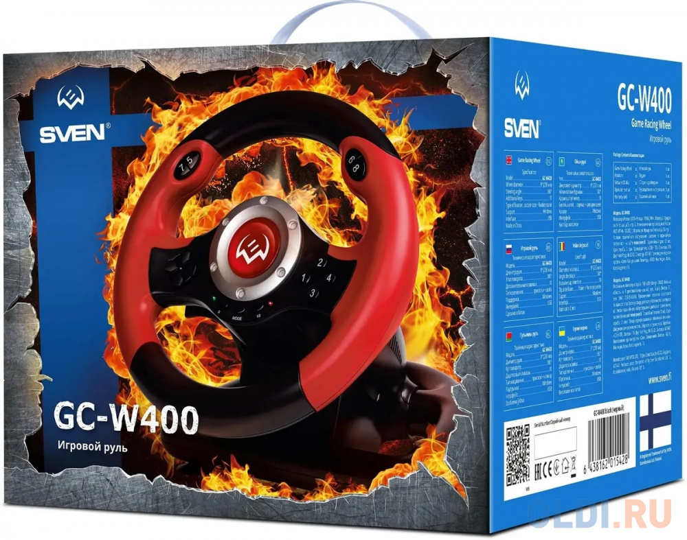 Руль SVEN GC-W400 черно-красный (USB, 8п джойстик)