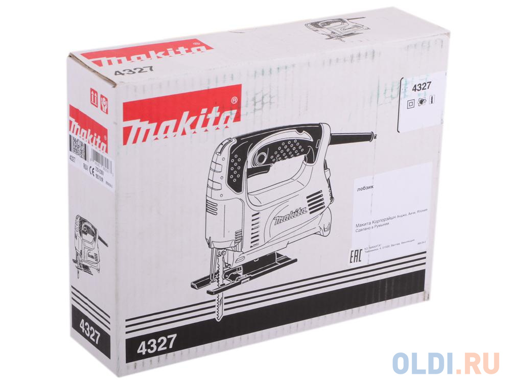 Лобзик Makita 4327 450Вт в\\рук,450Вт,500-3100об\\м,ход-18мм,рез-65мм,1.8кг,кор