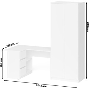 Комплект СВК Мори Стол компьютерный МС-16 левый + Шкаф МШ800.1, цвет белый в Москвe