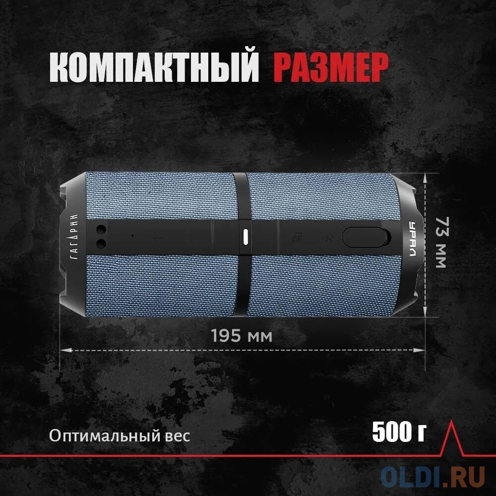 Колонка порт. Ural ГР-001 синий 20W 2.0 BT 2500mAh (УРАЛ ГР-001 СИНИЙ) в Москвe