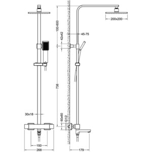 Душевая система Timo Tetra-thermo с термостатом, черный (SX-0169/03)
