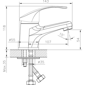 Комплект смесителей Decoroom для раковины и ванны, с душем, хром (DR71011, DR71043)