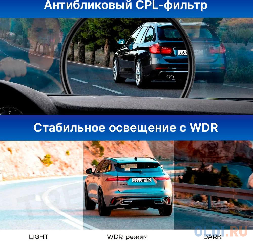 Видеорегистратор TrendVision TDR-725 Real 4K Max черный 8Mpix 2160x3840 2160p 170гр. GPS NT96670