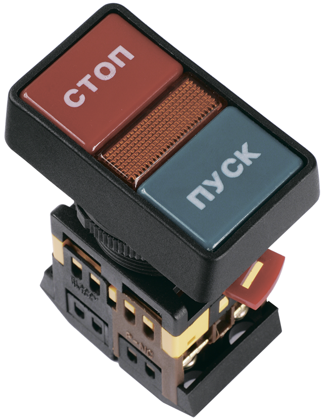 Кнопка комбинированная "Пуск-Стоп" без фиксации 30 мм, 1NO 1NC, красный/зеленый, IEK РPВВ-30N (BBD21-PPBB-K51)