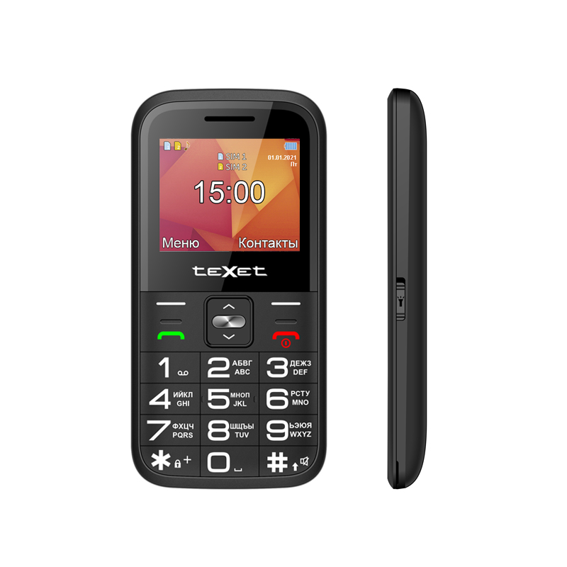 Мобильный телефон teXet TM-B418, 2.2" 220x176 TFT, 1xCam, 2-Sim, 1400 мА·ч, micro-USB, черный