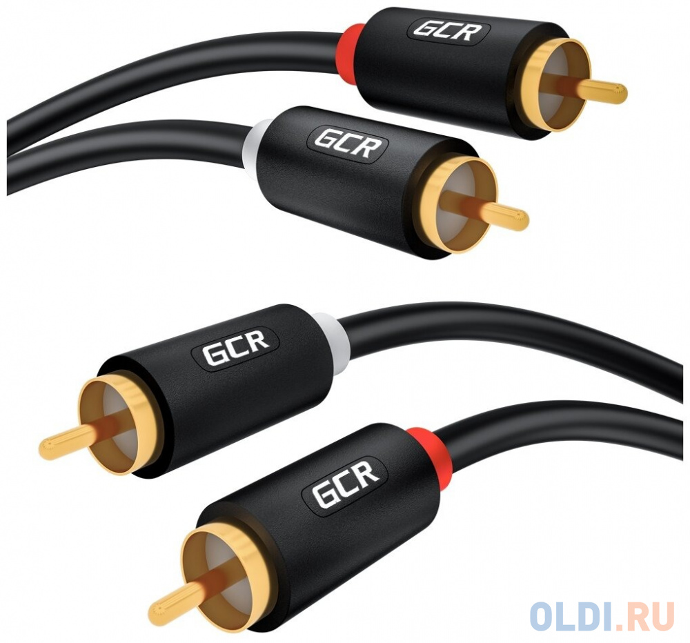 GCR Кабель 7.5m аудио 2 х RCA / 2 х RCA , GOLD, черный, GCR-53117