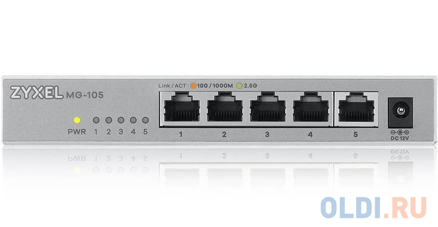 Zyxel MG-105 multi-gigabit switch, 5x1 / 2.5GE, desktop, silent