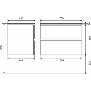 Тумба с раковиной Uperwood Barsa 70 белая/дуб сонома (2930205156, 2911020345)