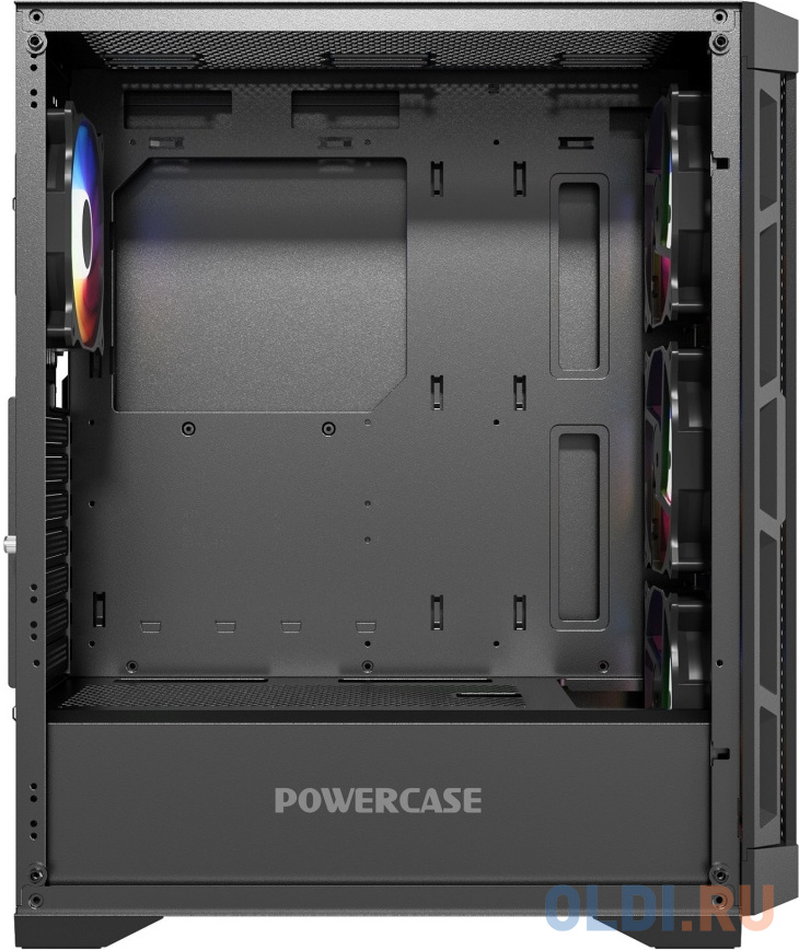 Powercase Ultimate Black, Tempered Glass, 4x 120mm ARGB fans, ARGB HUB, чёрный, ATX  (CUB-A4)