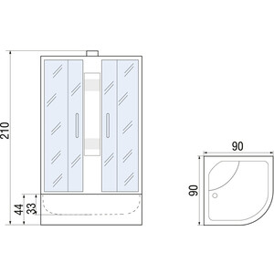 Душевая кабина River Rein Б/К 90/44 МТ