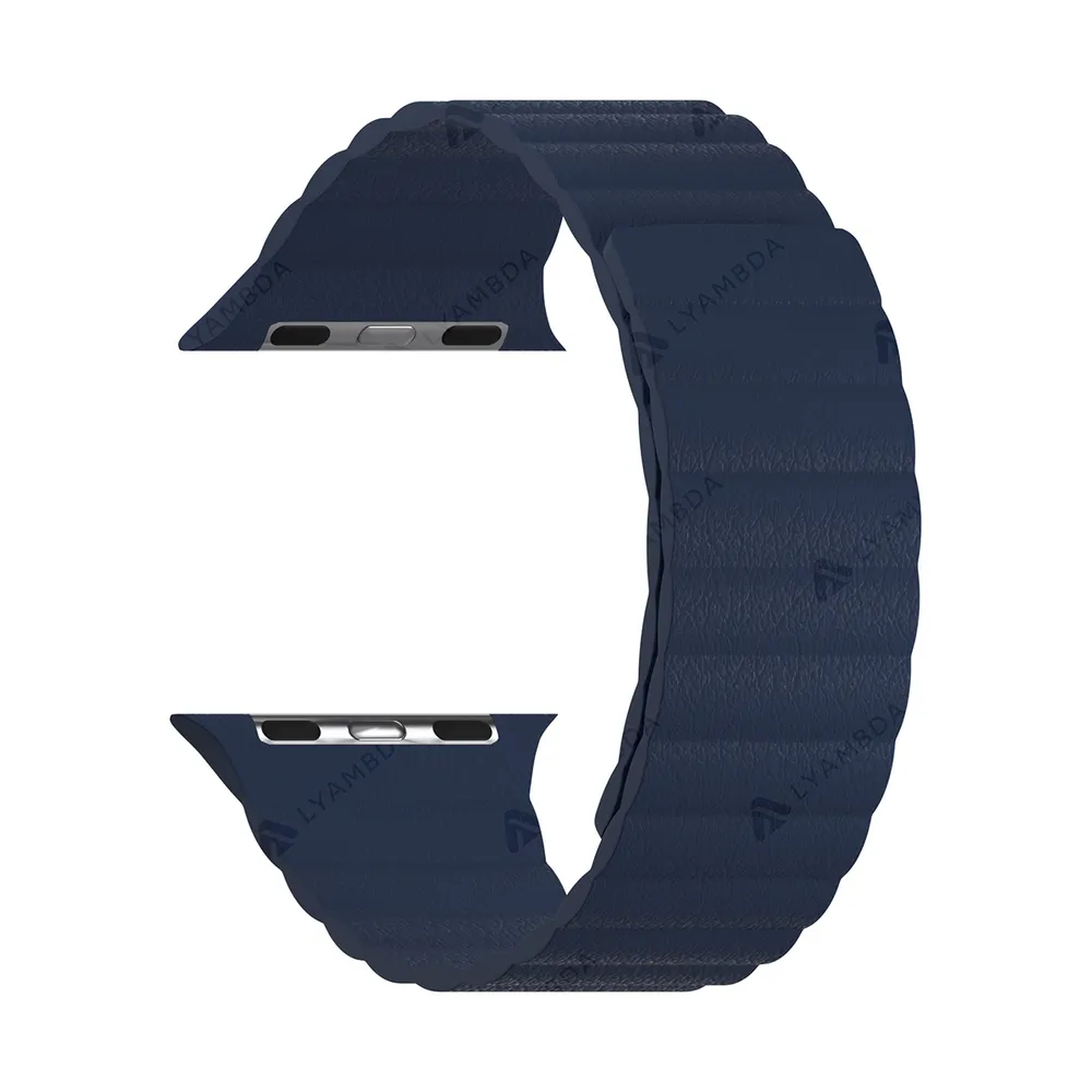 Ремешок Lyambda Pollux для Apple Watch, 42-44 мм, кожаный, темно-синий (DSP-24-44-DB)