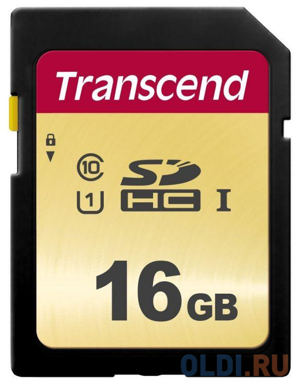 Карта памяти SDHC 16GB Transcend Class10 UHS-I U1SDC500S (MLC) (TS16GSDC500S)