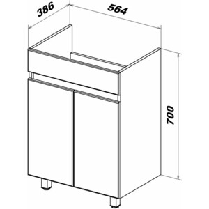 Тумба с раковиной Sanstar Квадро 60х40 белая (124.1-1.4.1.КФЕС)