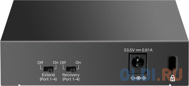 TP-Link LS105LP, Настольный коммутатор с 5 портами 10/100 Мбит/с (4 порта PoE), 802.3af, бюджет PoE — 41 Вт, до 250 метров