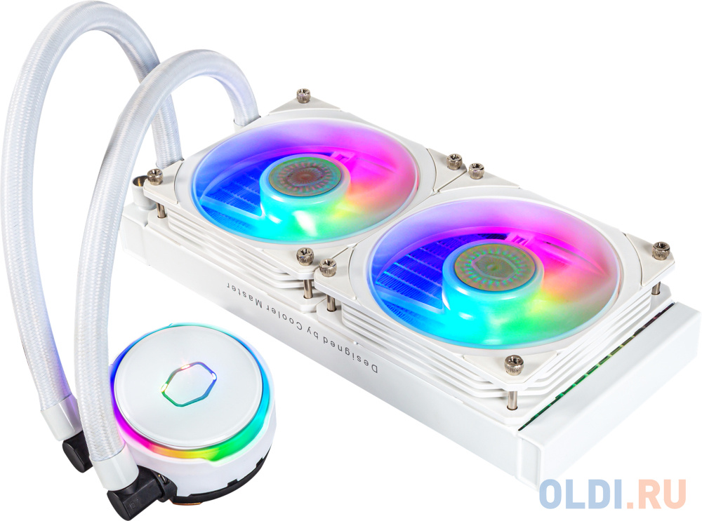 Система охлаждения/ Cooler Master MasterLiquid PL240 Flux White Edition (240W, 240mm, ARGB, fans:2x120mm/72.37CFM/32dBa/2300rpm, 1700/1200/115X/2066/2