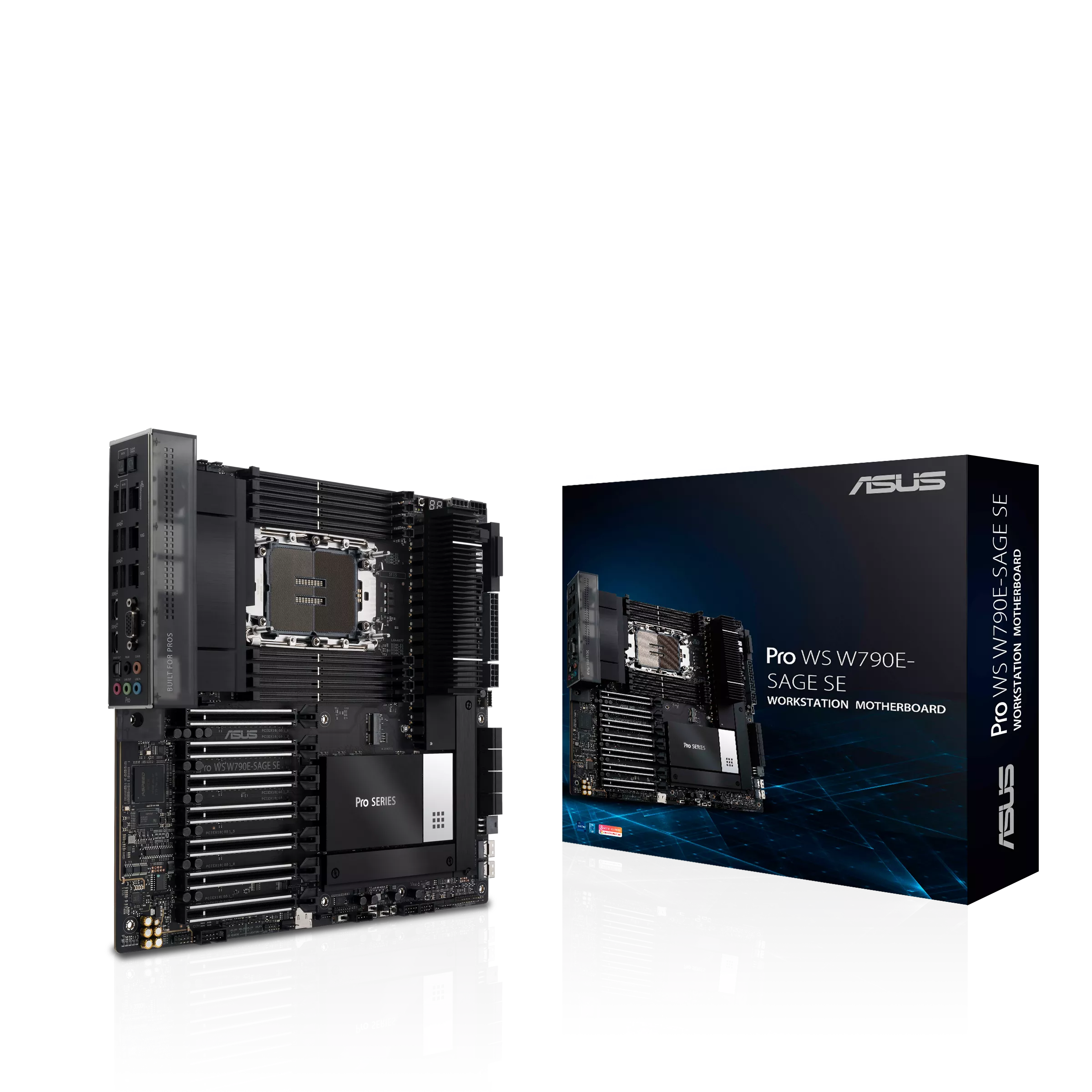 Материнская плата ASUS PRO WS W790E-SAGE SE, 1xLGA4677, Intel W790, 8xDDR5, 7PCI-Ex16, 3xM.2-PCI-E, 8SATA3 RAID 0/1/5/10, 7.1-ch, GLAN, 10GLAN, 6xUSB 2.0, VGA, E-ATX, Retail (90MB1C20-M0EAY0)