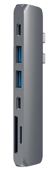 Док-станция Satechi Aluminum Thunderbolt 3 Pro Hub для Macbook Pro (2xUSB 3.0, USB Type-C, Thunderbolt 3, HDMI, SD, micro-SD), Серый ST-CMBPM